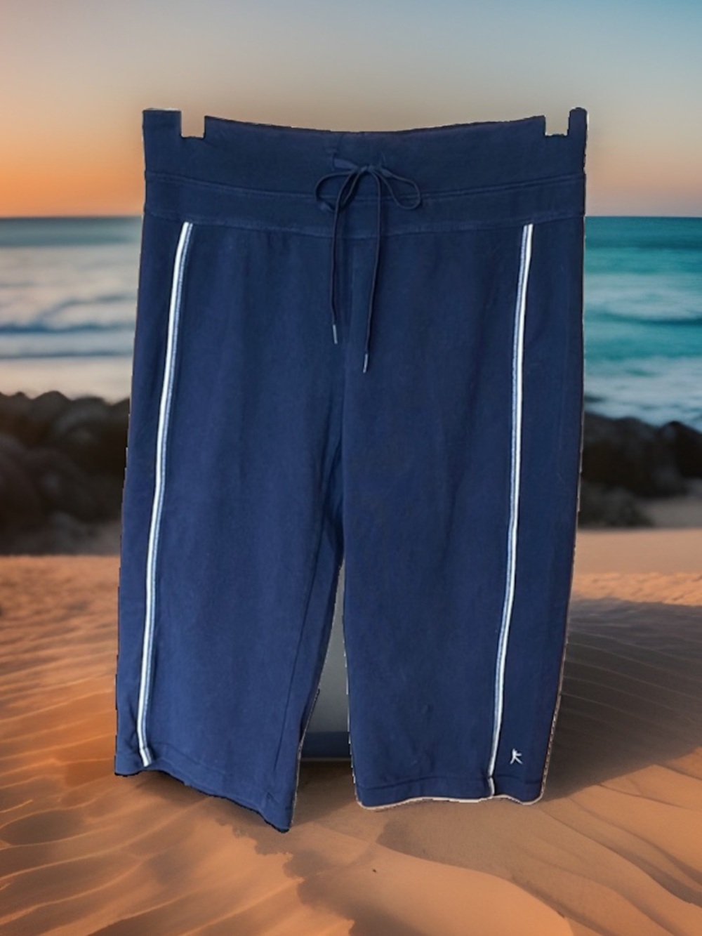 Comfy Navy Blue Knit Bermuda Shorts
